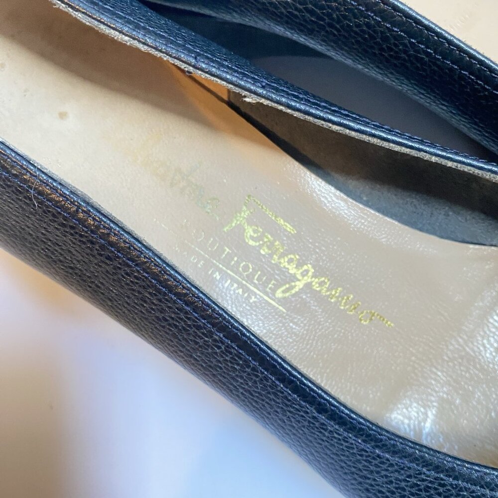 Salvatore Ferragamo Italian Boutique Womens Shoes Wedge Flats Size 8 Black - Picture 8 of 12